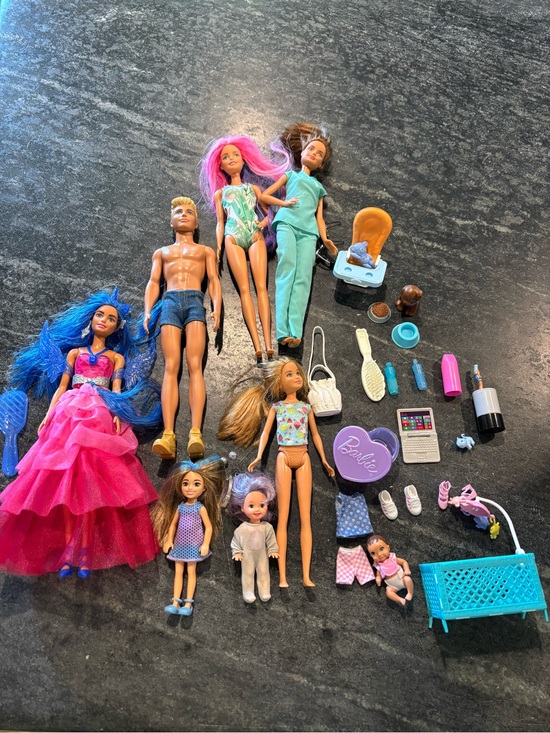 Barbie Other - Barbie Doll Bundle Lot of 8 Dolls + Accessories, Baby, Chelsea, Ken & Furniture